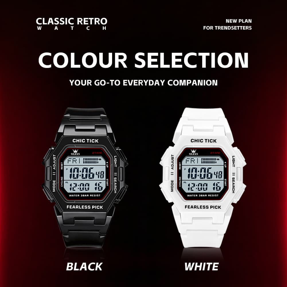 OLEVS 1119 Classic Retro Octagon Digital Sport Watch Unisex