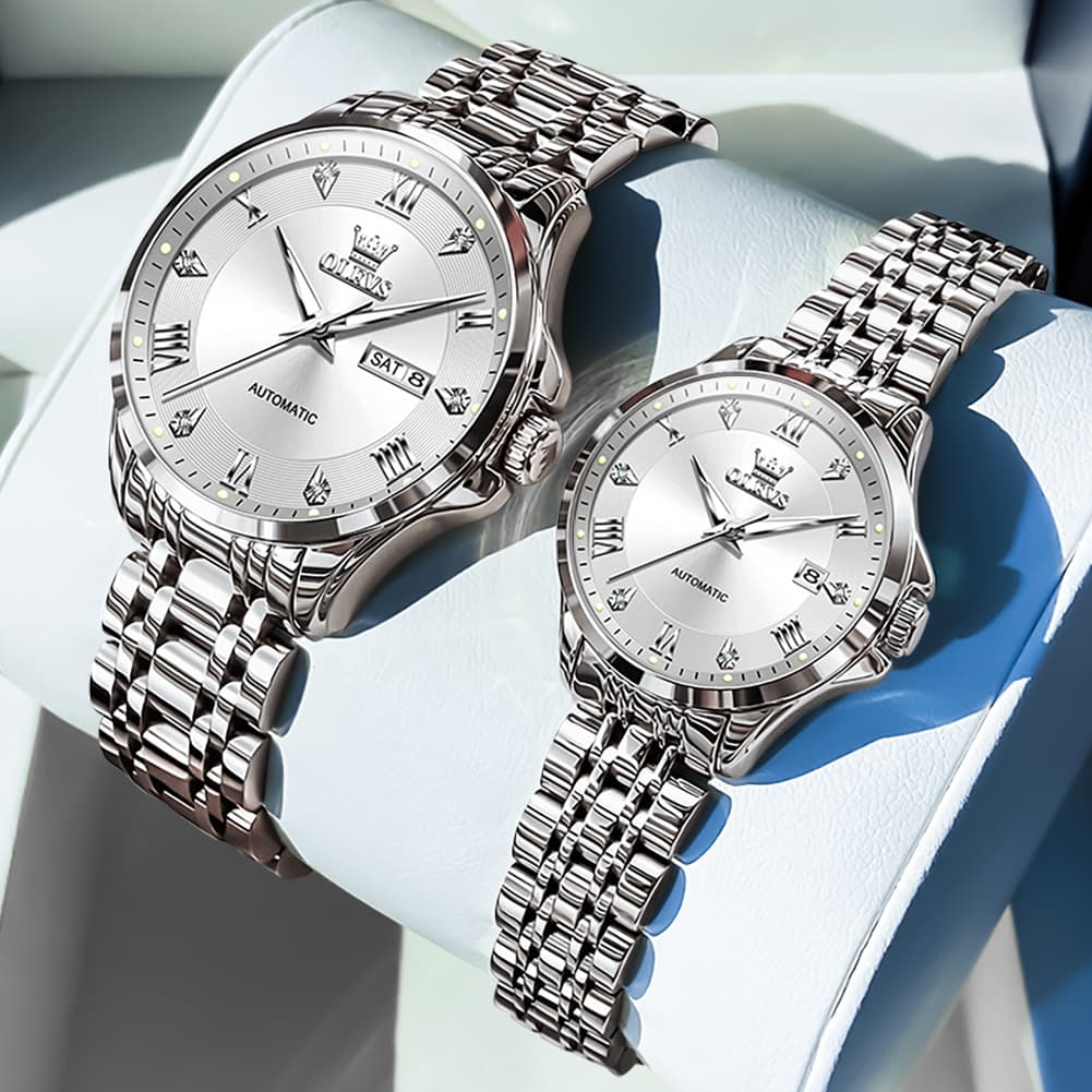 OLEVS 6702 Diamond Automatic Mechanical Watch For Couples