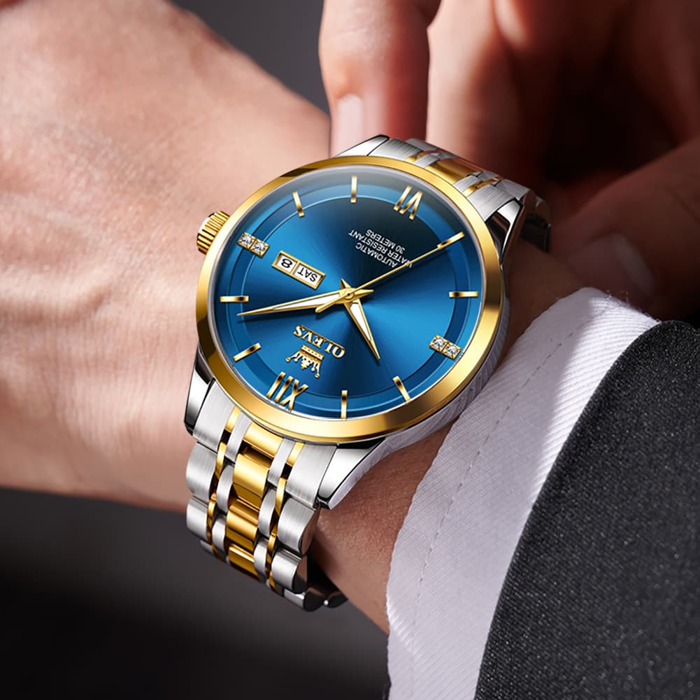 OLEVS 7061 Classic Dual Calendar Automatic Watch For Men