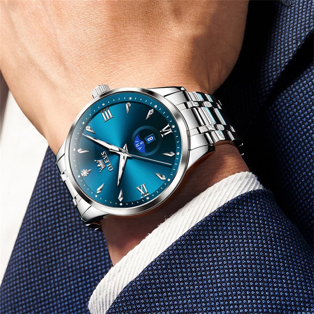 OLEVS 3646 Diamond Mirror Calendar Quartz Watch for Men
