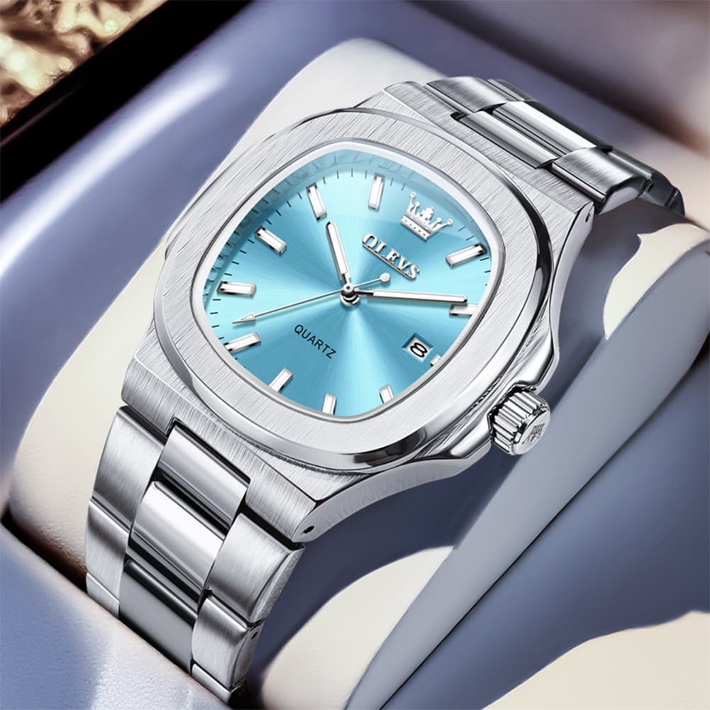OLEVS 3696 Octagon Embossed Dial Luxury Sport Watch for Men