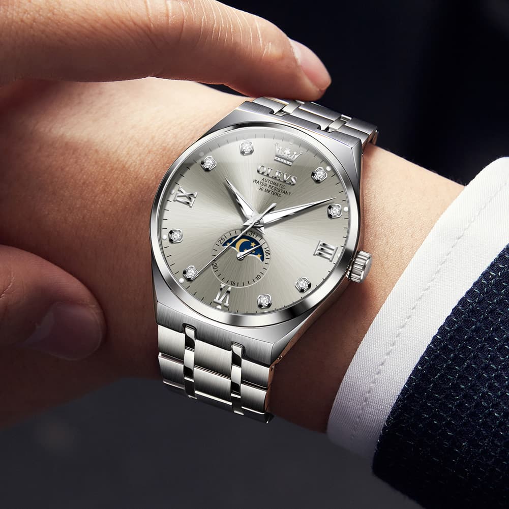 OLEVS 7069 Octagonal Moon Phase Automatic Watch For Men