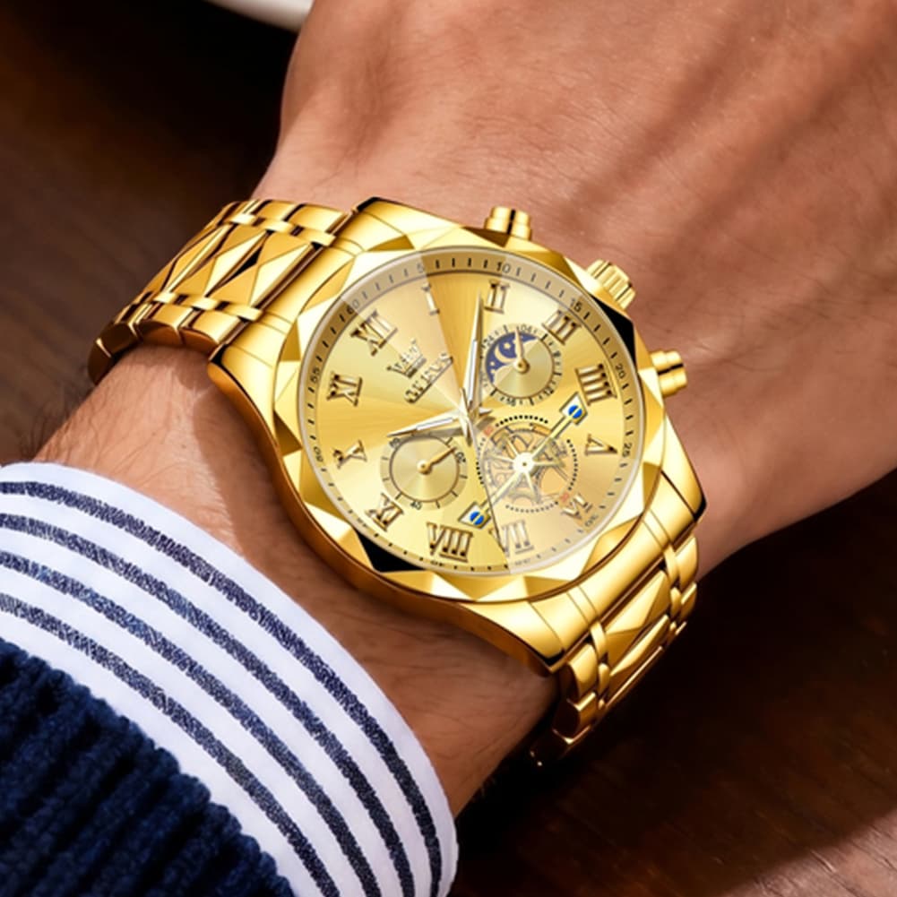 OLEVS 2709 Luxury Moon Phase Open Heart Quartz Watch for Men