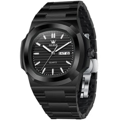 OLEVS Men Streetwear Octagonal Porthole Watch Resin Day Date Quartz 5627