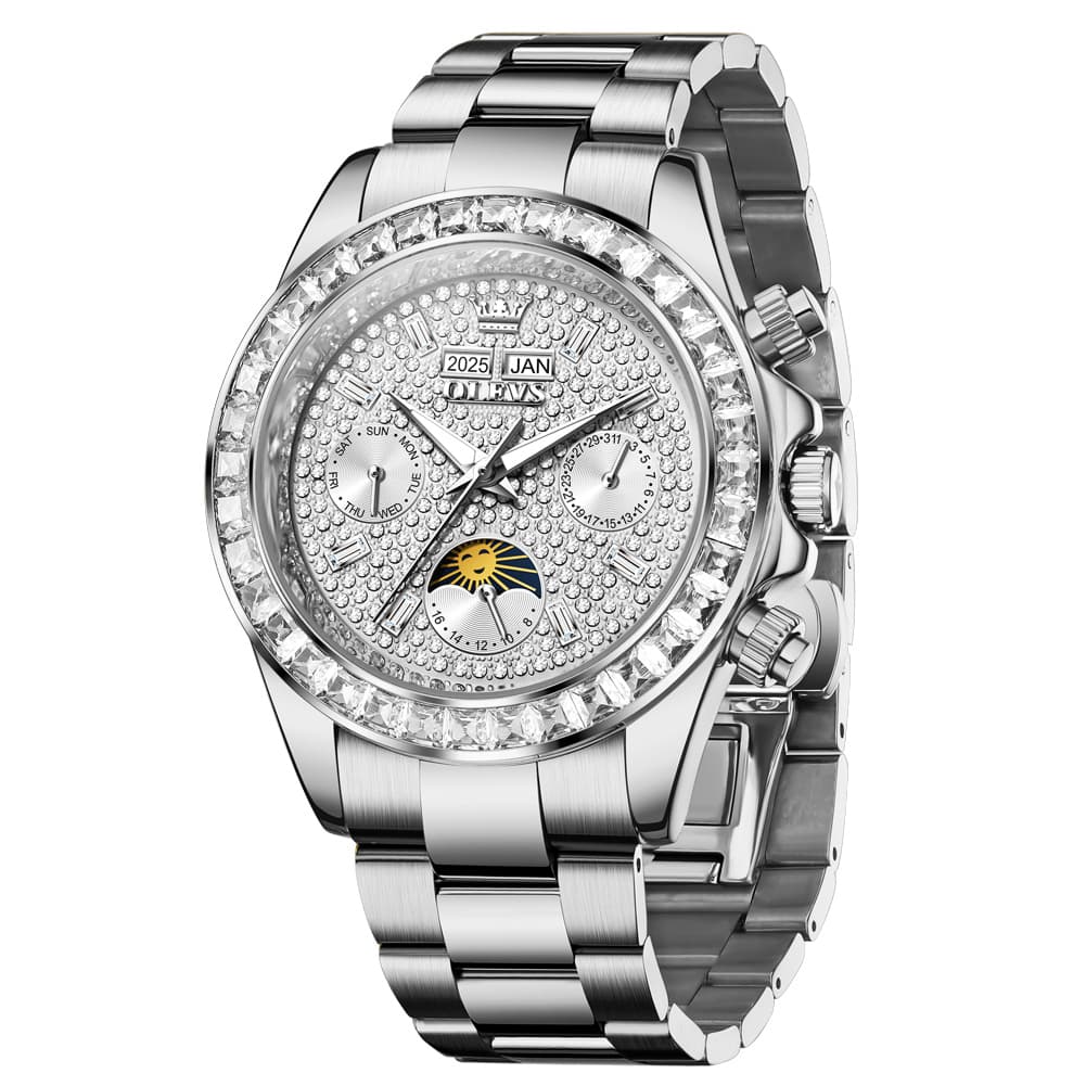OLEVS 7038 Luxury Diamond Moon Phase Mechanical Watch For Men