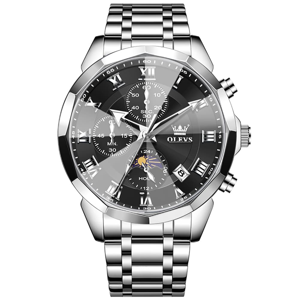 OLEVS 3675 Quartz 3D Rhombic Roman Chronograph Watch For Men