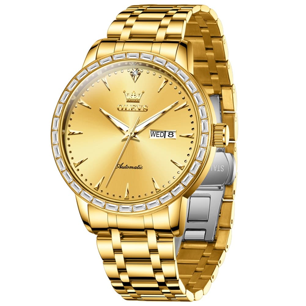 OLEVS 7019 Diamond Bezel Automatic Mechanical Watch For Men