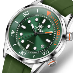 OLEVS 6751 Dive Style Silicone Strap Mechanical Watch for Men