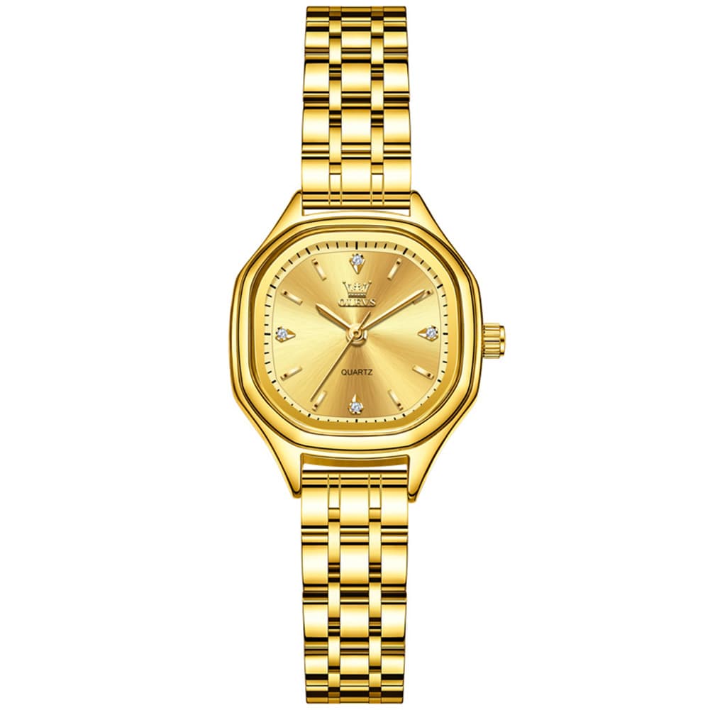 OLEVS 5888 Petite Square Watch Vintage Diamond Accent Stainless Steel Bracelet Quartz Timepiece for Women