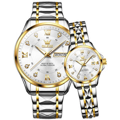 OLEVS 2906 Diamond Day Date Couples Watch Set Men Women