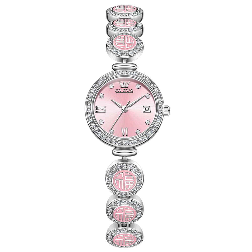 OLEVS Women Lucky Charm Watch Petite Diamond Bracelet Date Quartz 5630