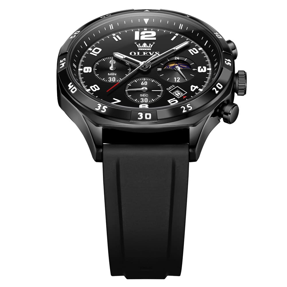 OLEVS 2986 Silicone Moon Phase Chronograph Watch for Men
