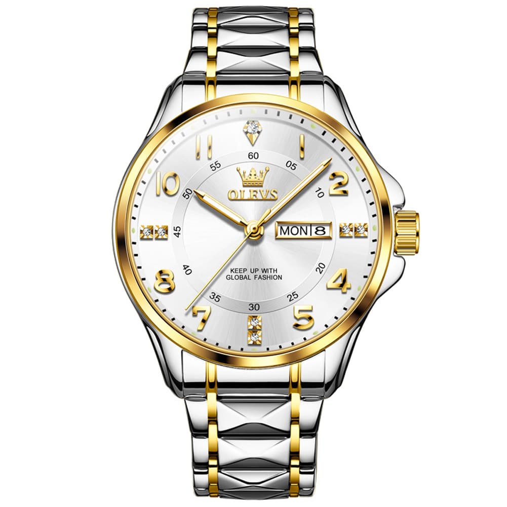 OLEVS 2910 Diamond Day Date Quartz Watch for Men