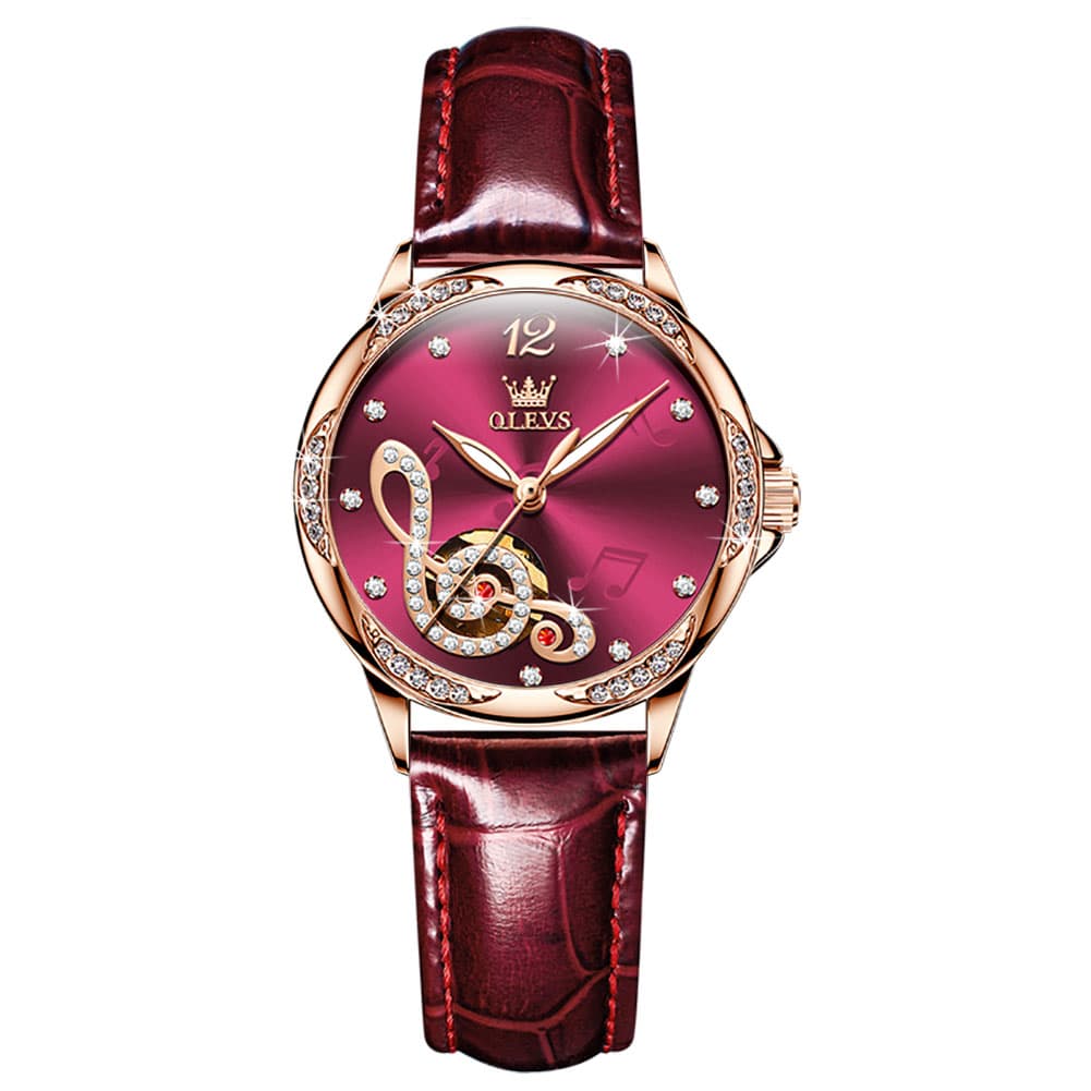 OLEVS 6656 Ceramic Mechanical Musical Note Watch for Women