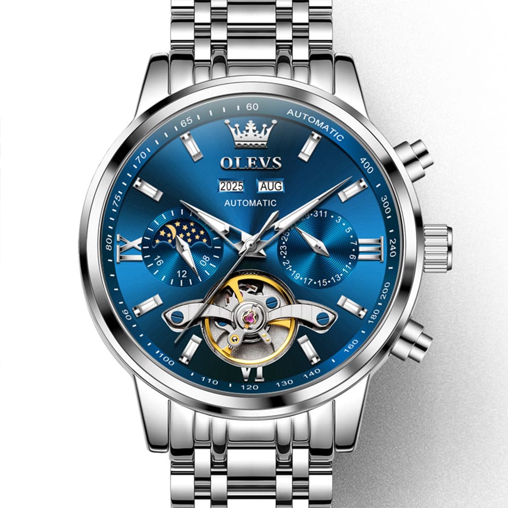 OLEVS 6740 Skeleton Flywheel Mechanical Watch for Men