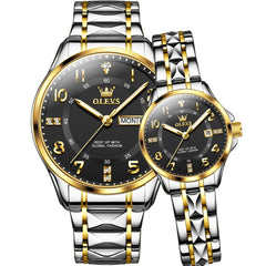 OLEVS 2910 Diamond Day Date Couples Watch Set Men Women