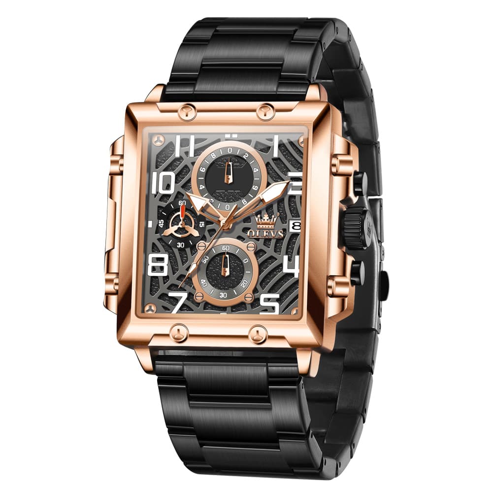 OLEVS 2958 Square Skeleton Chronograph Watch for Men
