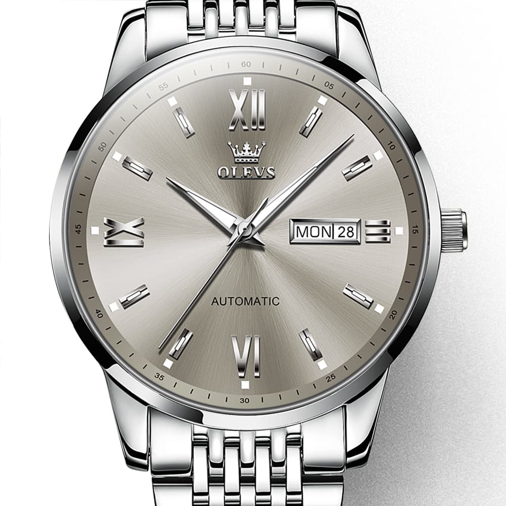 OLEVS 6777 Minimalist Day Date Mechanical Watch for Men