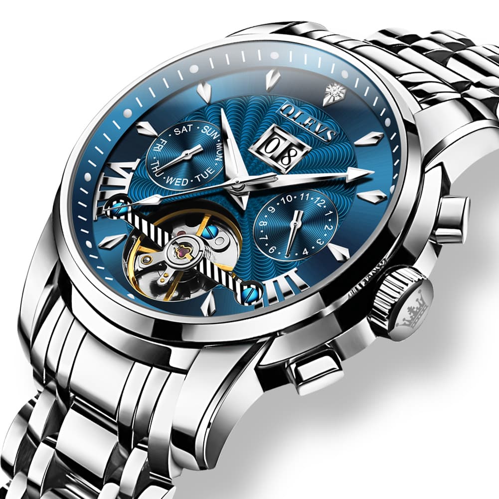 OLEVS Open Heart Multifunction Automatic Mechanical Watch 9965 Big Date for Men