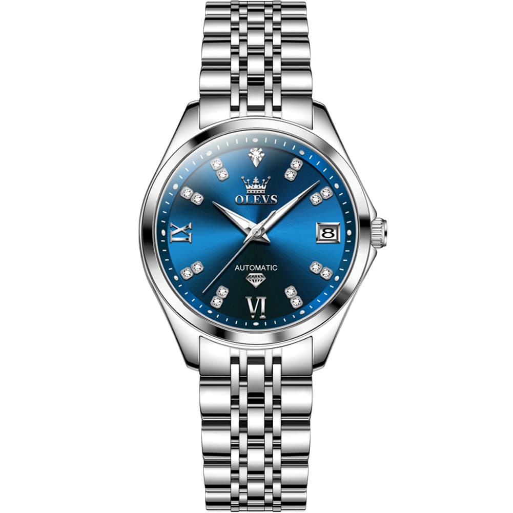 OLEVS Diamond Dial Automatic Mechanical Watch 9801 Date Display for Women