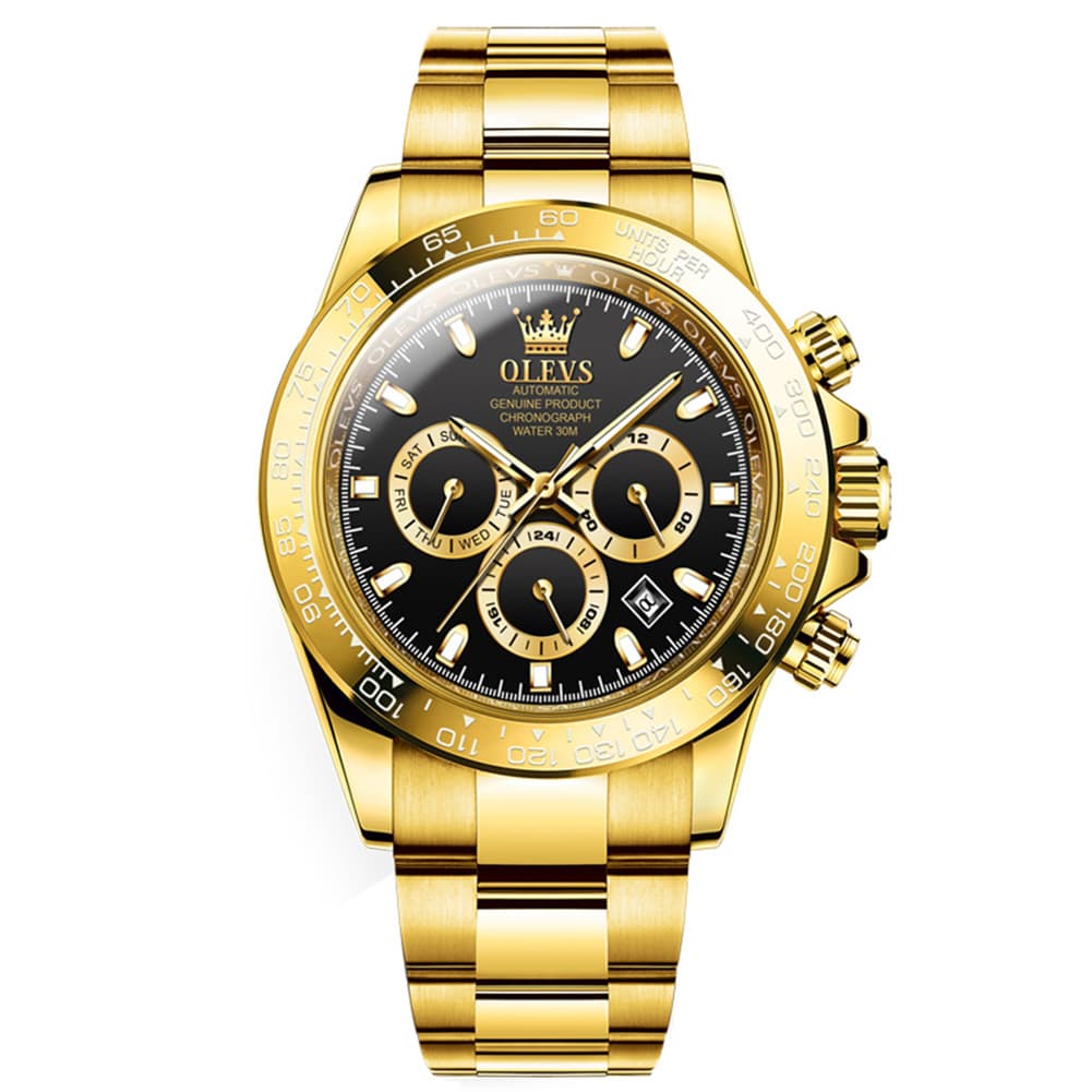 OLEVS 6638 Stainless Steel Chronograph Tachymeter Watch for Men