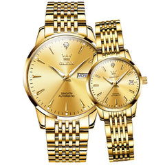 OLEVS 6635 Stainless Steel Automatic Mechanical Couple Watches