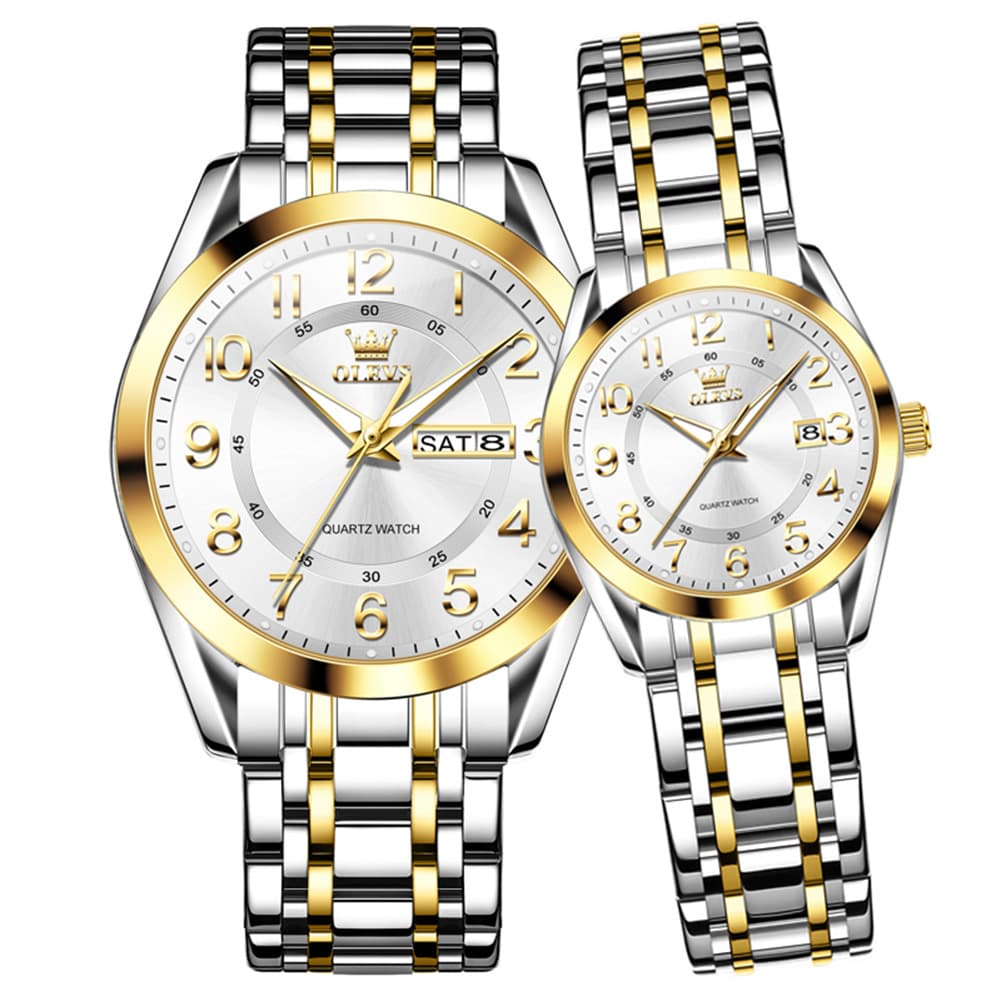 OLEVS 3666 Quartz Luminous Matching Watches For Couples