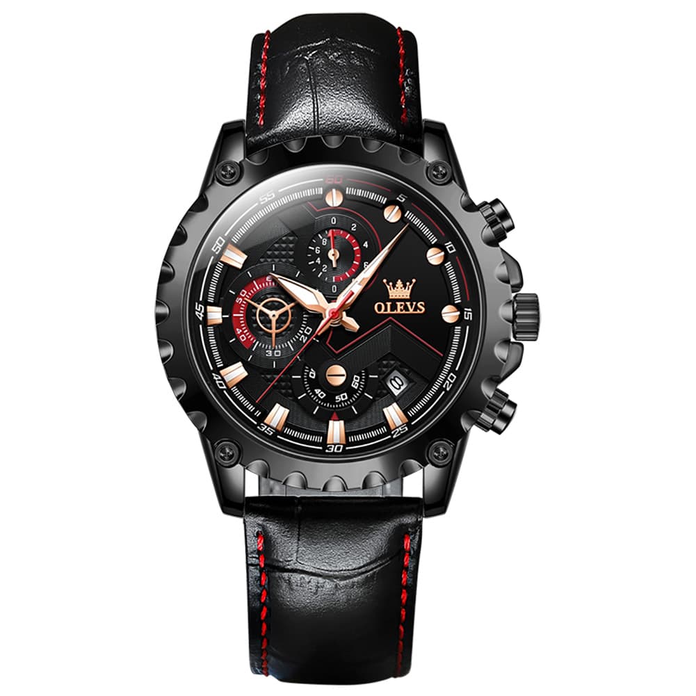 OLEVS 2873 Bold Rivet Bezel Racing Chronograph Watch for Men