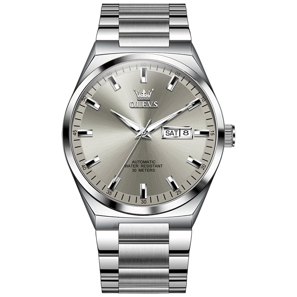OLEVS Integrated Bracelet Automatic Day Date Watch 9907 for Men