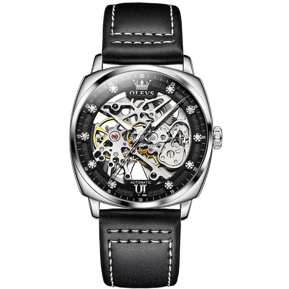 OLEVS 6651 Tonneau Skeleton Mechanical Watch for Men