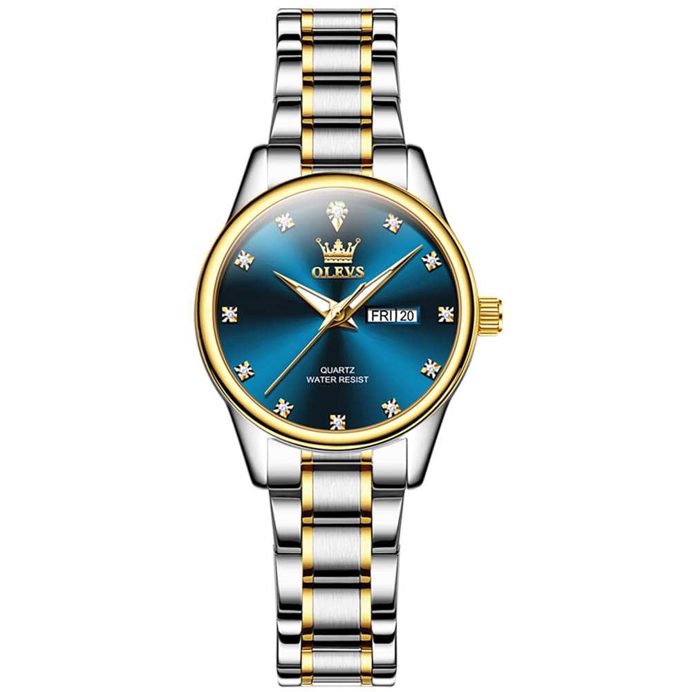 OLEVS 3612 Diamond Dial Quartz Steel Watch for Women