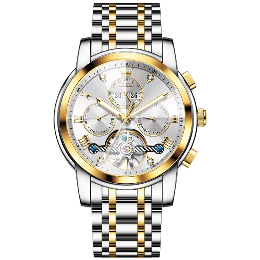 OLEVS 3D Diamond Cut Skeleton Automatic Watch 7121 for Men