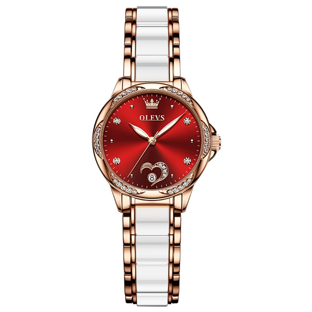 OLEVS 6631 Ceramic Mechanical Skeleton Watch for Women