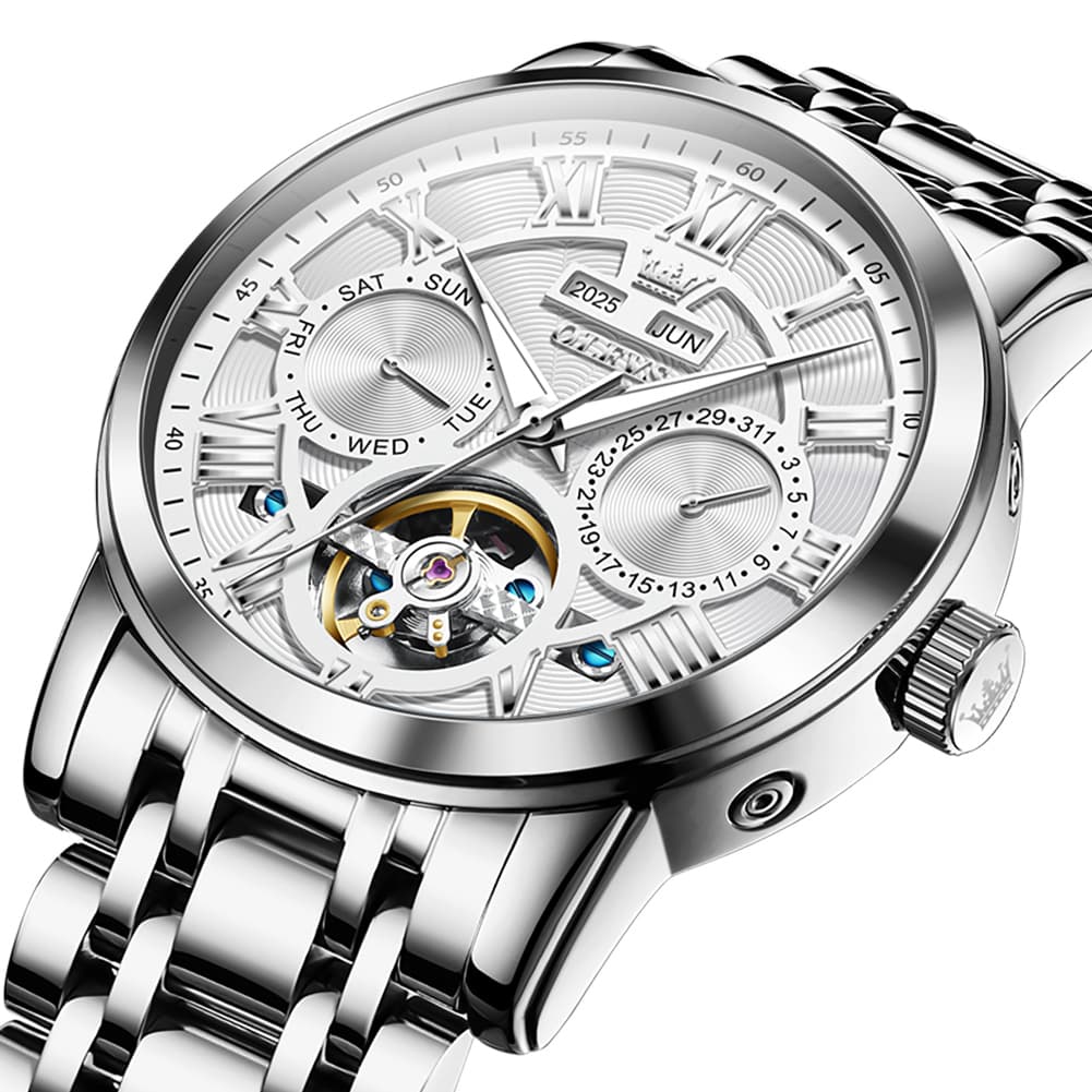 OLEVS 6668 Stainless Steel Mechanical Multifunction Watch for Men