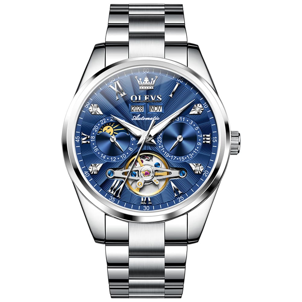 OLEVS 7028 Open Heart Moon Phase Automatic Watch for Men