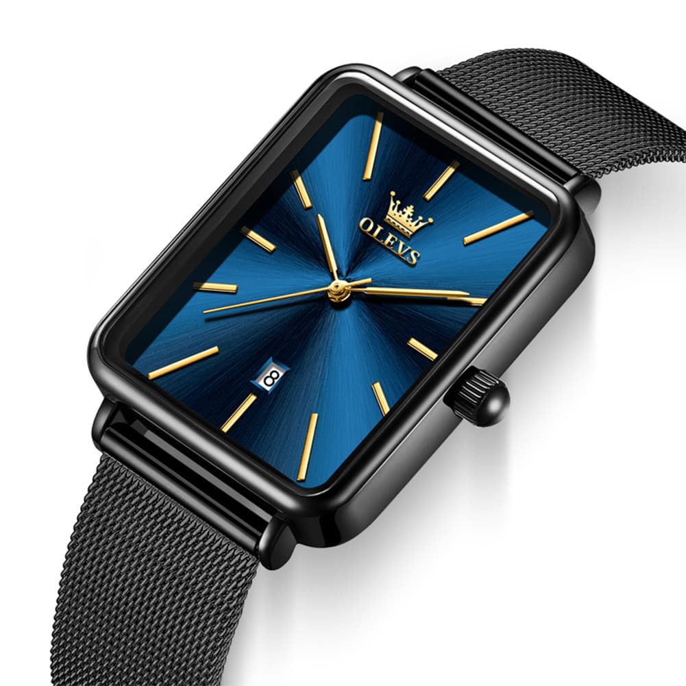 OLEVS 3692 Rectangle Minimalist Mesh Mens Dress Watch