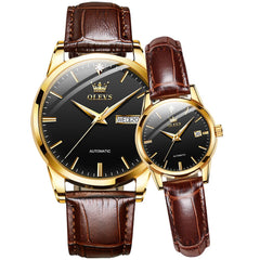 OLEVS 6629 Minimalist Mechanical Couple Watches Set