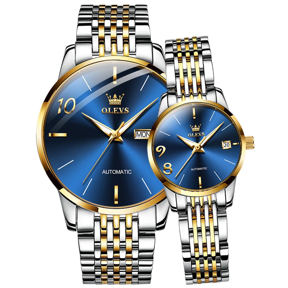 OLEVS 6632 Stainless Steel Automatic Mechanical Couple Watches
