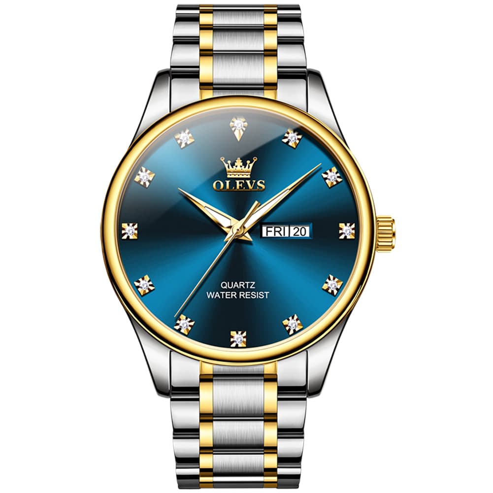 OLEVS 3612 Diamond Dial Quartz Steel Watch for Men