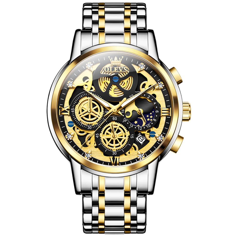 OLEVS 9947 Hollow Skeleton Chronograph Steel Watch for Men