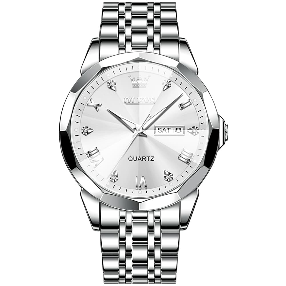 OLEVS 9931 Classic Diamond Stainless Steel Watch for Men