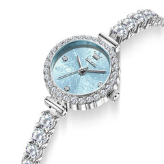 OLEVS 5889 Diamond Tennis Bracelet Watch Dainty 5mm Zircon Bezel Quartz Jewelry Timepiece for Women
