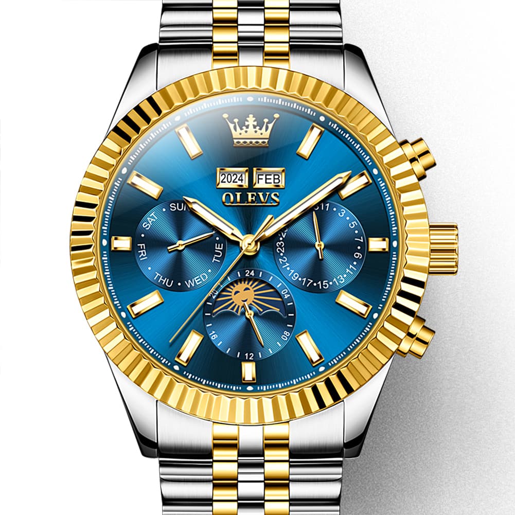 OLEVS 6688 Automatic Moon Phase Stainless Steel Watch for Men