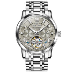 OLEVS 6701 Skeleton Automatic Mechanical Stainless Steel Watch For Men