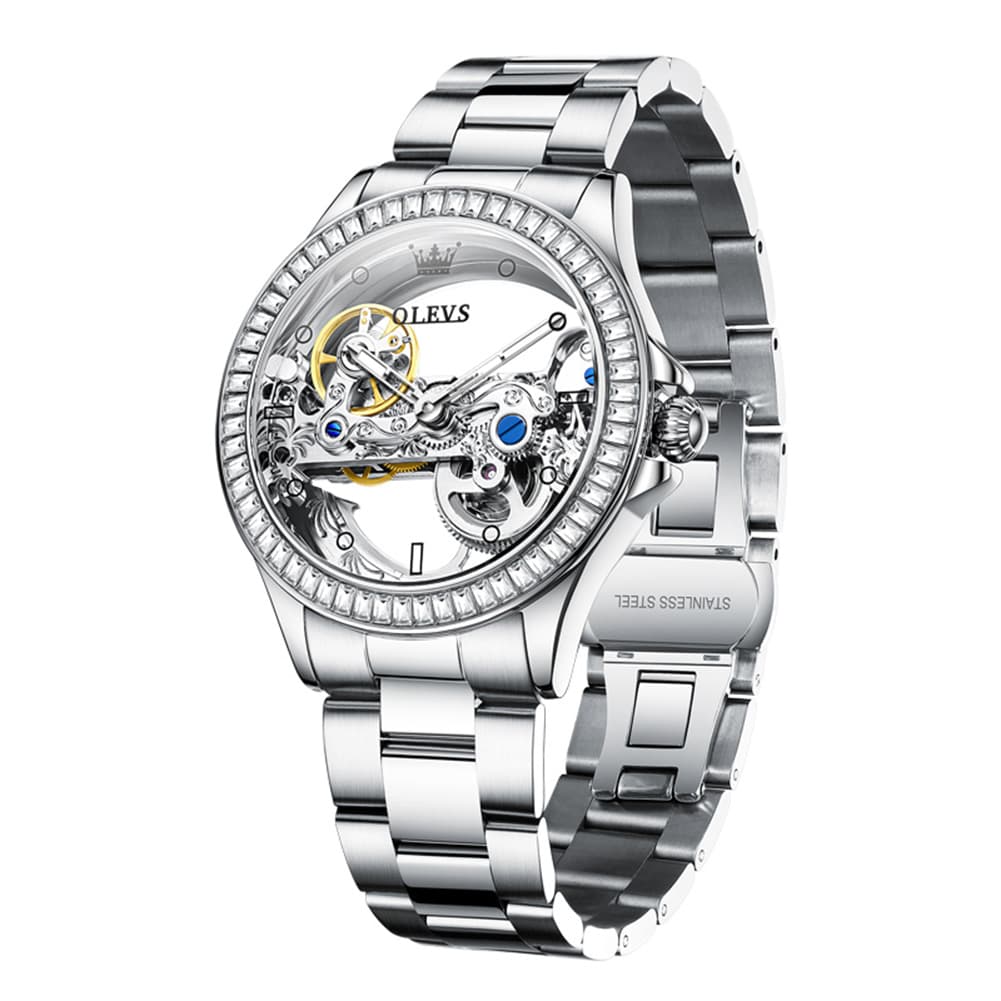OLEVS 6699 Oversized Skeleton Mechanical Watch for Women