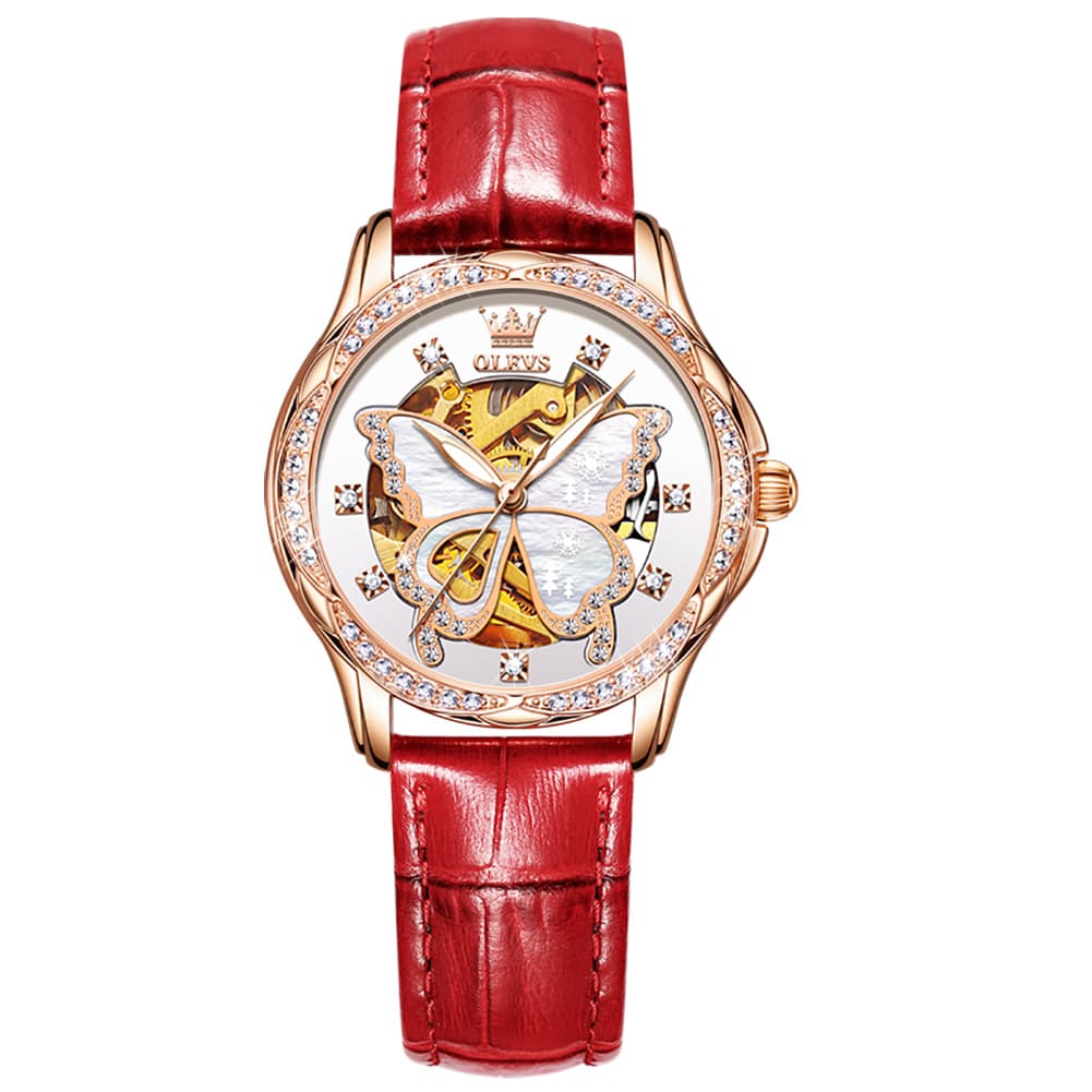 OLEVS 6622 Butterfly Skeleton Mechanical Watch for Women
