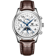 OLEVS 6667 Stainless Steel Mechanical Moon Phase Watch for Men