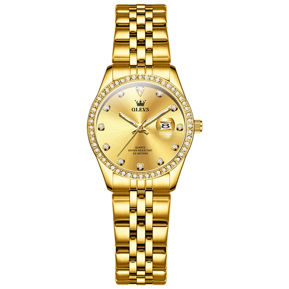 OLEVS 3629NN Diamond Bezel Quartz Steel Watch for Women