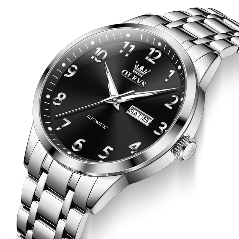 OLEVS 7078 Arabic Numeral Dual Calendar Automatic Watch For Men