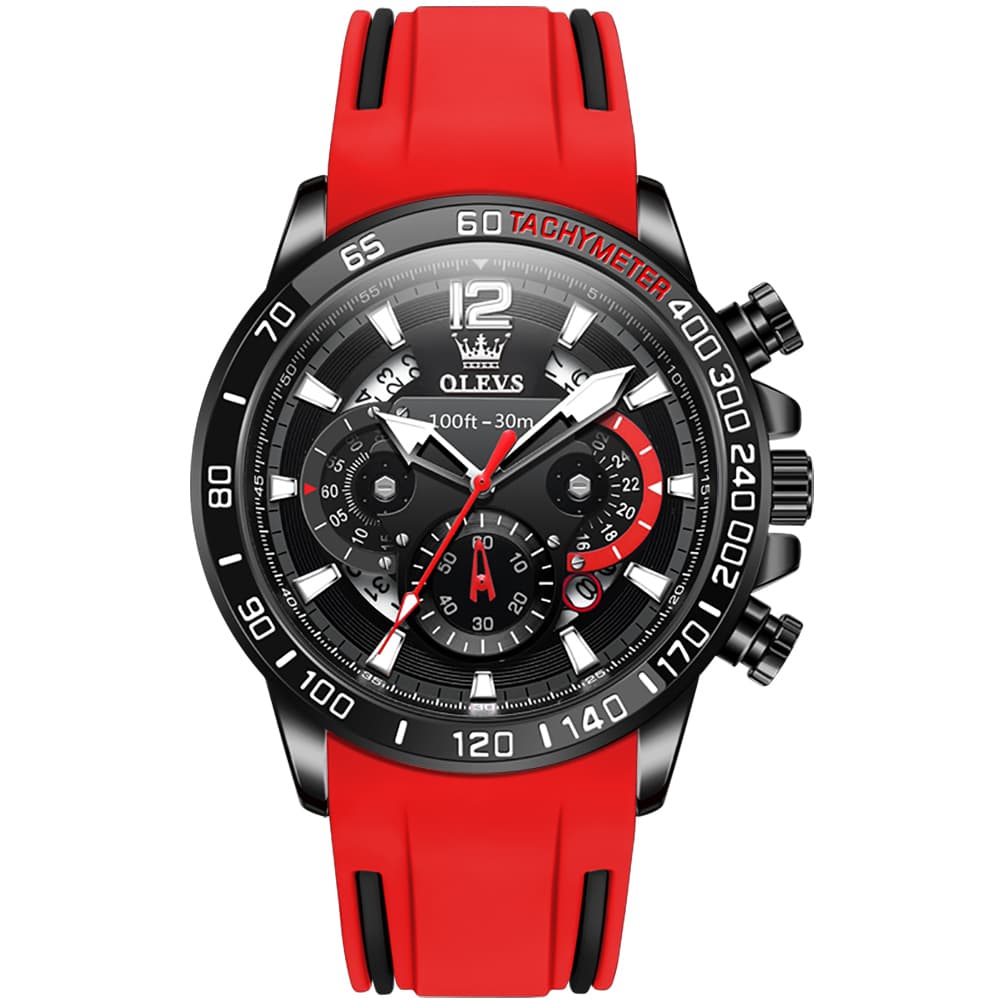 OLEVS 9936 Silicone Strap Racing Chronograph Watch for Men